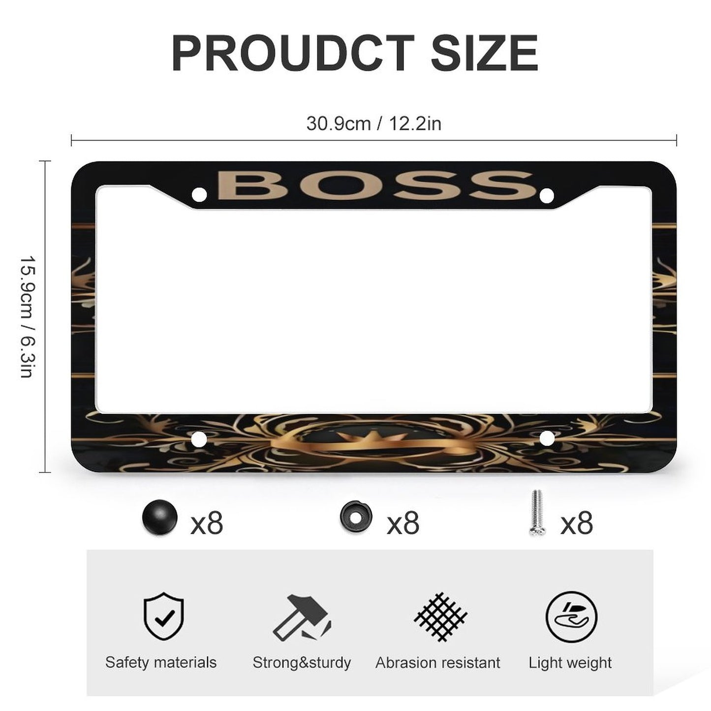 License Plate Frames with 4 Round Holes (1 Pair)
