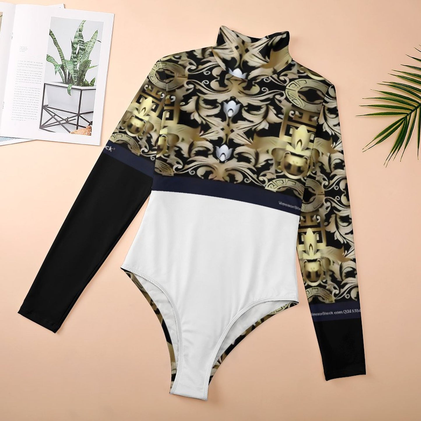 High-collar Long-sleeve Bodysuit NZ056 (All-Over Printing)