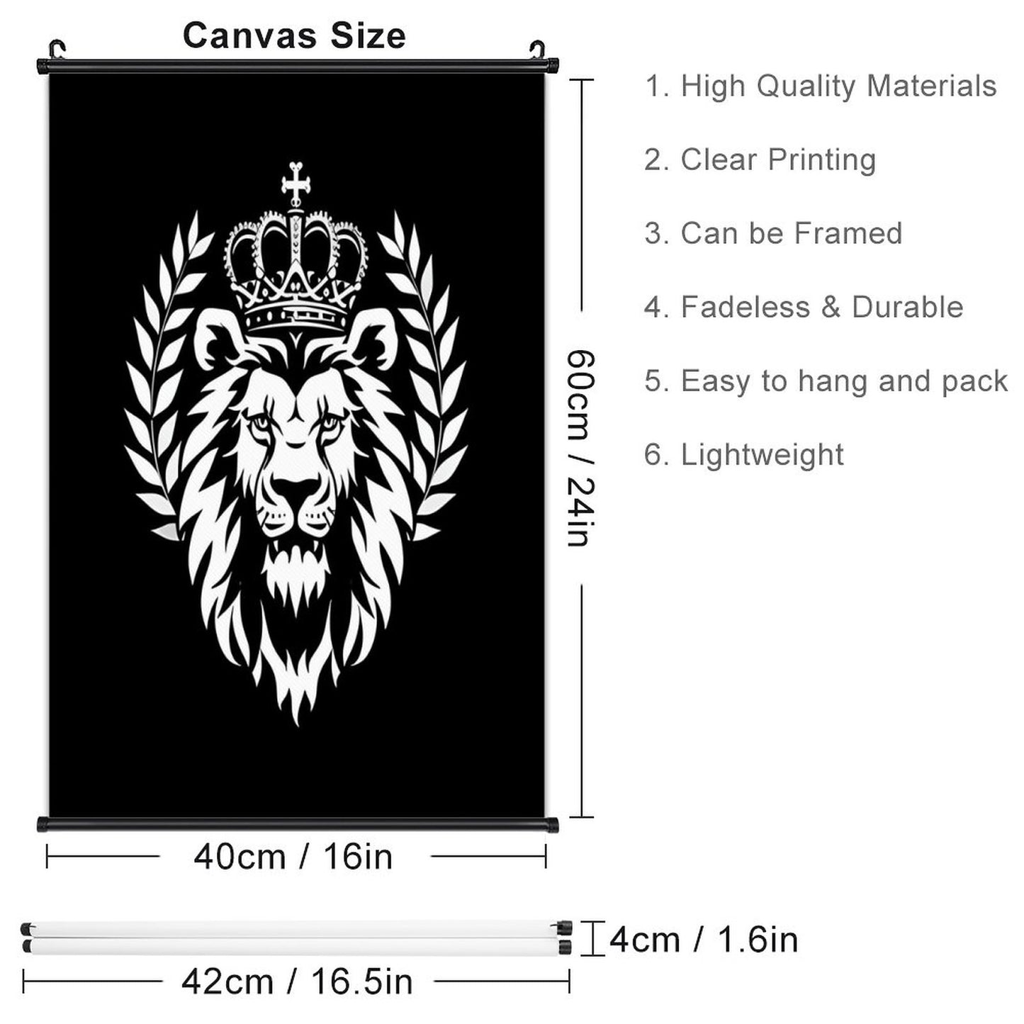 Canvas Hanging Poster with Scrolls-16"x24"/ 40x60cm-LION KING