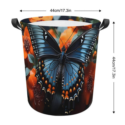 Oxford Collapsible Laundry Basket-BLUE BUTTERFLY