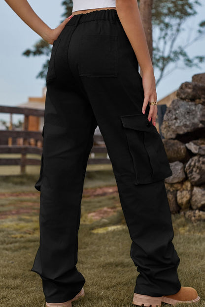 UNSEX Loose Fit Long Cargo Pants with Pockets-SMALL-2XL