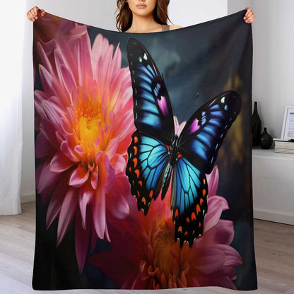 BLUE BUTTERFLY 280gsm Flannel Blanket-50"x60" (Dual-sided Printing)
