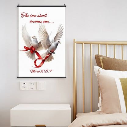 Canvas Hanging Poster with Scrolls-16"x24"/ 40x60cm-TWO SHALL BECOME ONE