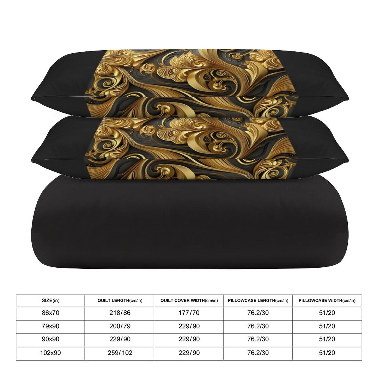 3-Piece Bedding Set-90"x90"/ 229x229cm (Dual-sided Printing)