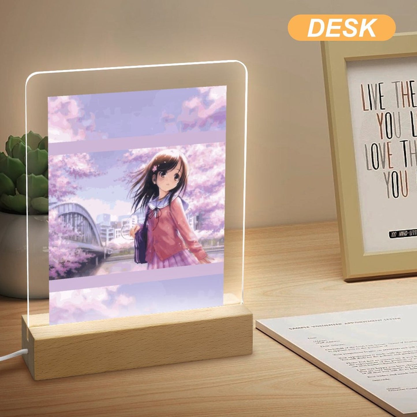 Acrylic Night Light with Wooden Base