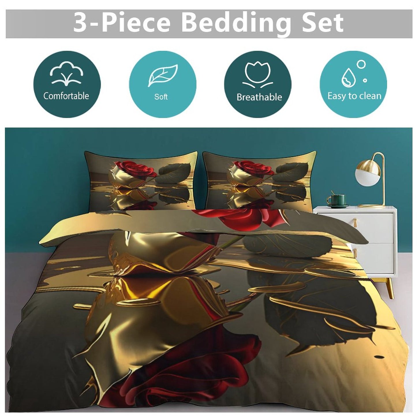 3-Piece Bedding Set-102"x90"/ 259x229cm (Dual-sided Printing)