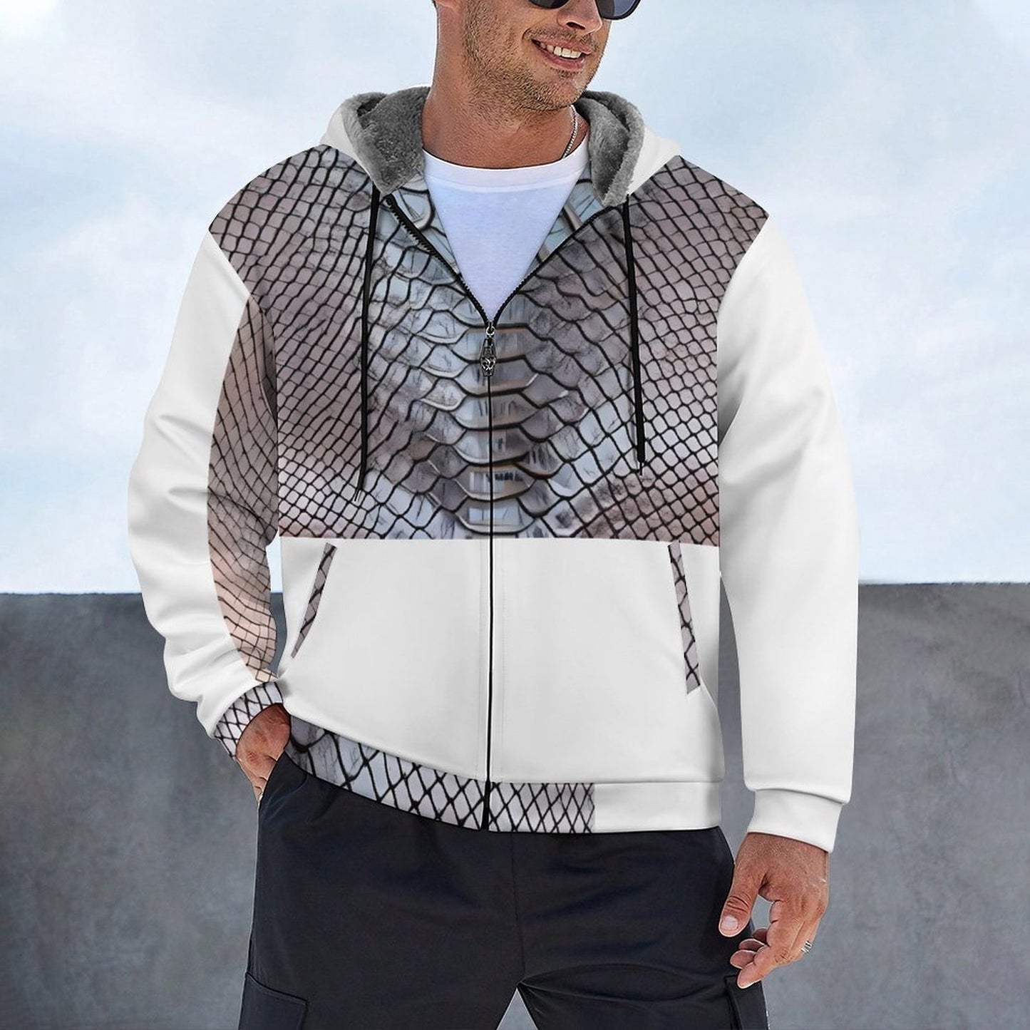 230gsm Full Zip up Hoodie with Plush Lining WZIP (All-Over Printing)