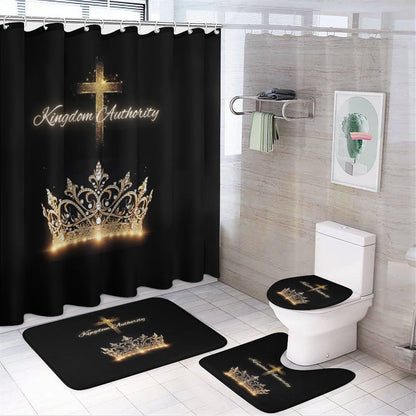 Shower Curtain Set with 3 Rugs