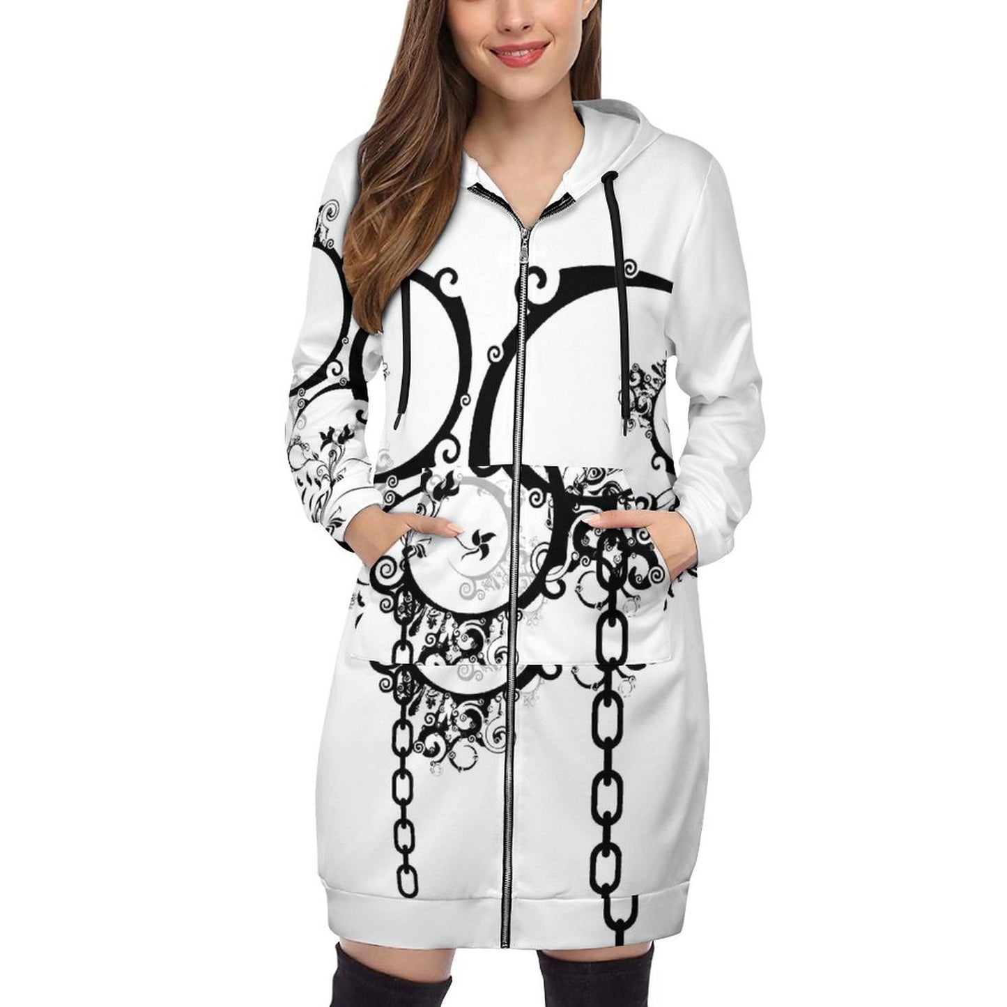 230gsm Full Zipper Long Sleeve Hoodie DS002  (All-Over Printing)