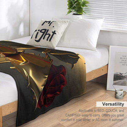 ROSE IN GOLD Flannel Blanket-50"x60" (Dual-sided Printing)