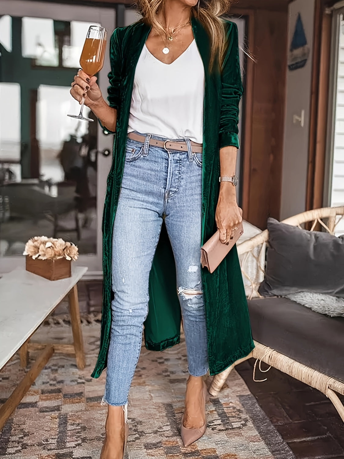 Velvety Open Front Long Sleeve Coat (many colors)-SMALL-2XL