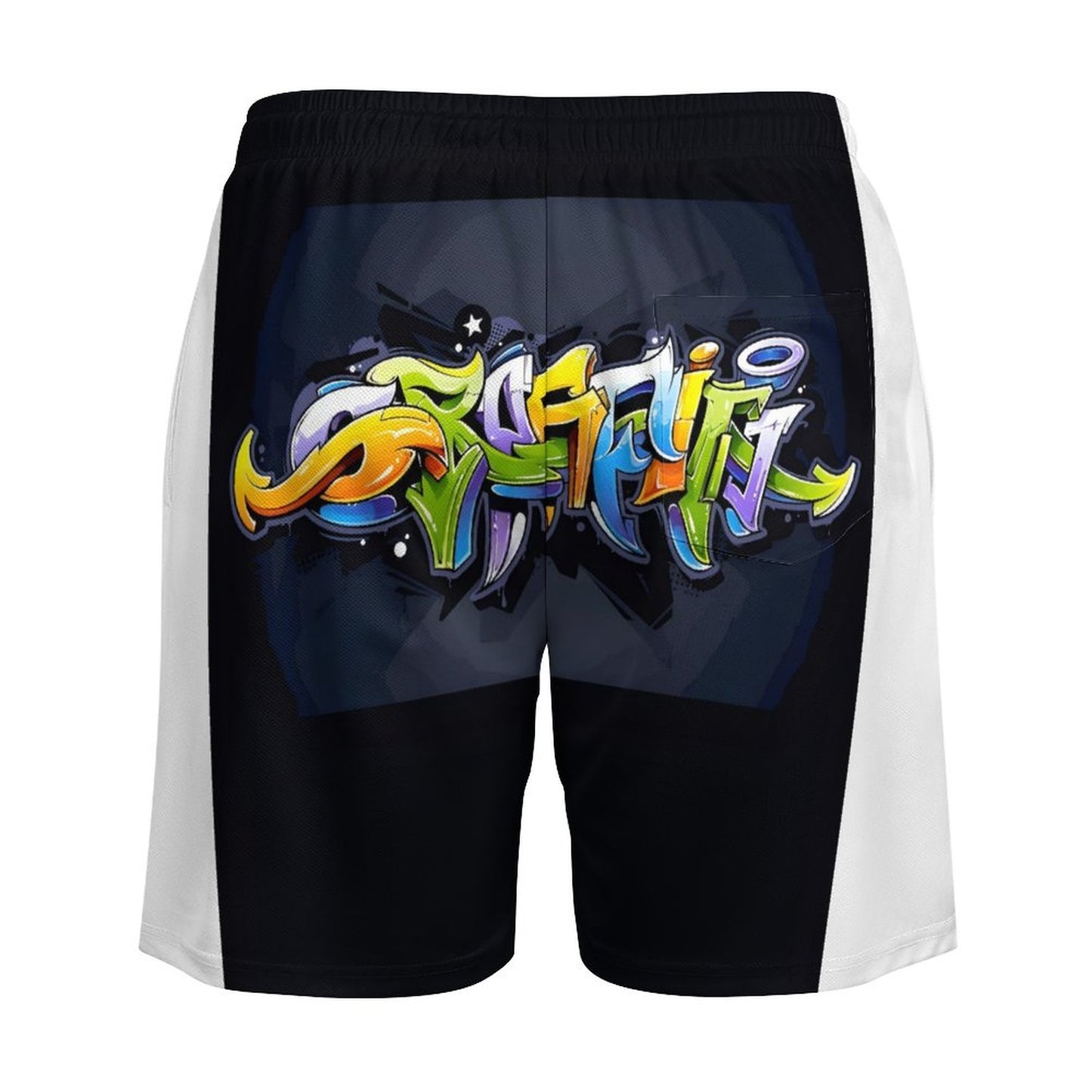 COLORFUL GRAFFITI Men's Beach/GYM Shorts with 4 Pockets-SMALL-3XL