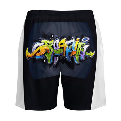 COLORFUL GRAFFITI Men's Beach/GYM Shorts with 4 Pockets-SMALL-3XL