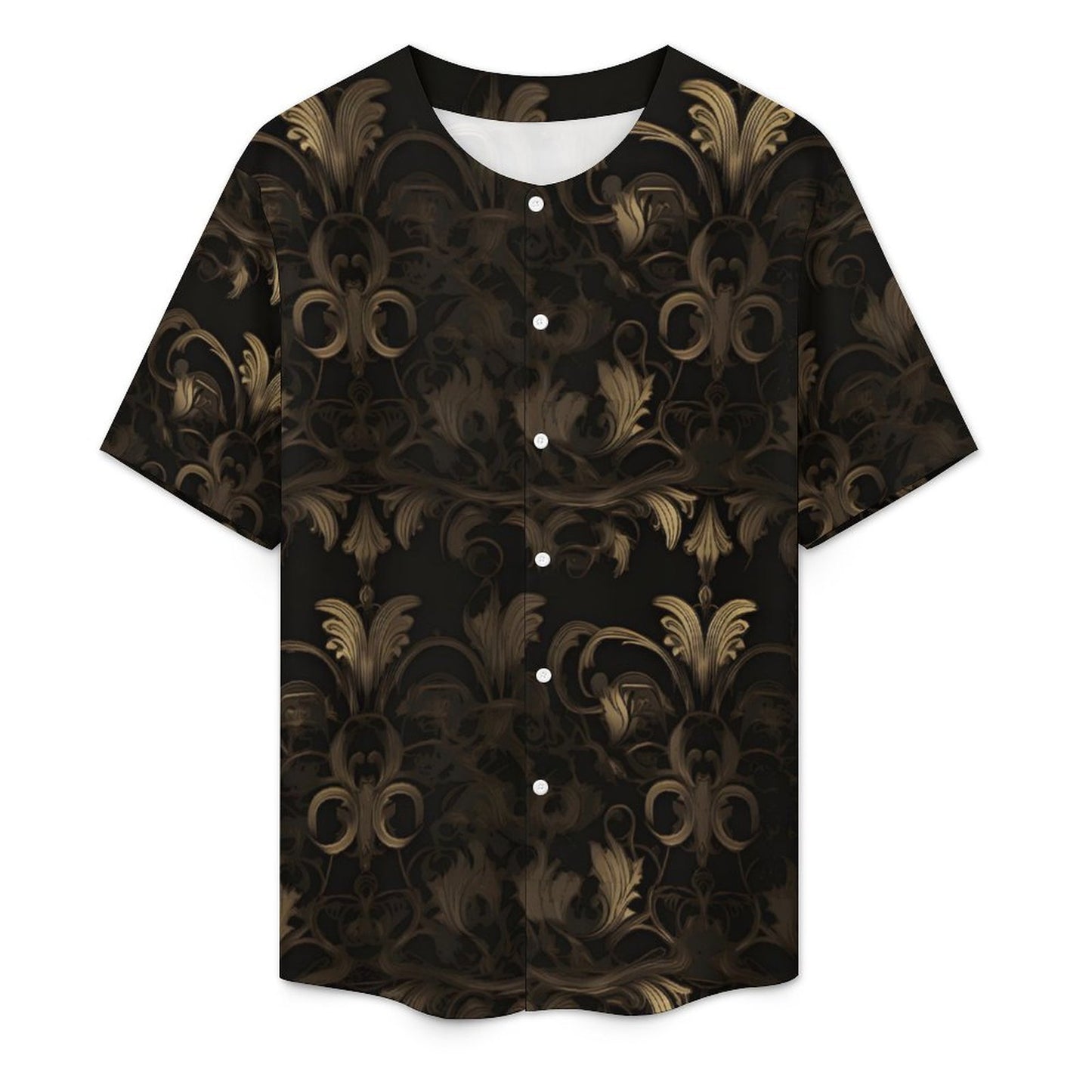 BLACK & GOLD ACCENT COLLARLESS Shirt-*XS-4XL
