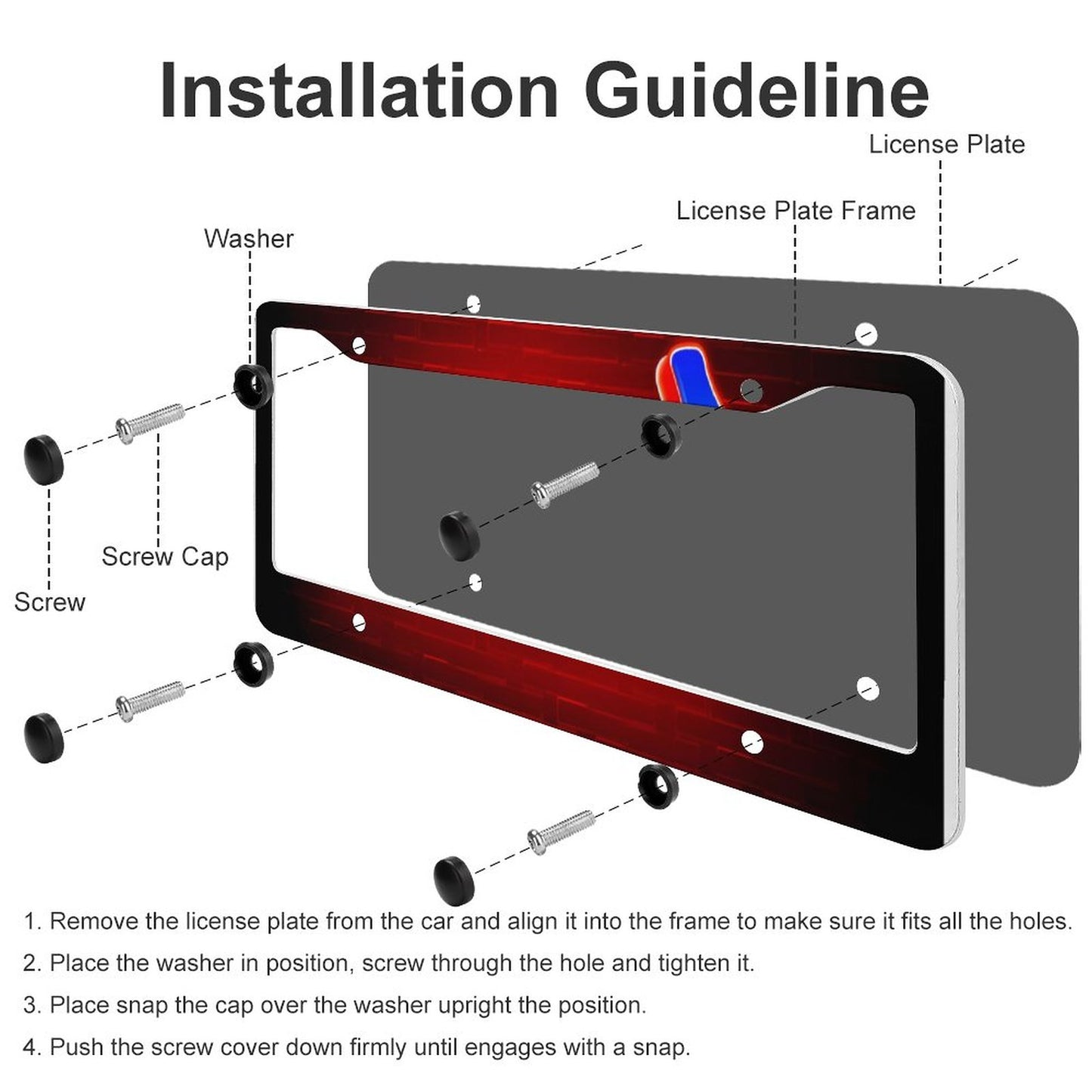 License Plate Frames with 4 Round Holes (1 Pair)