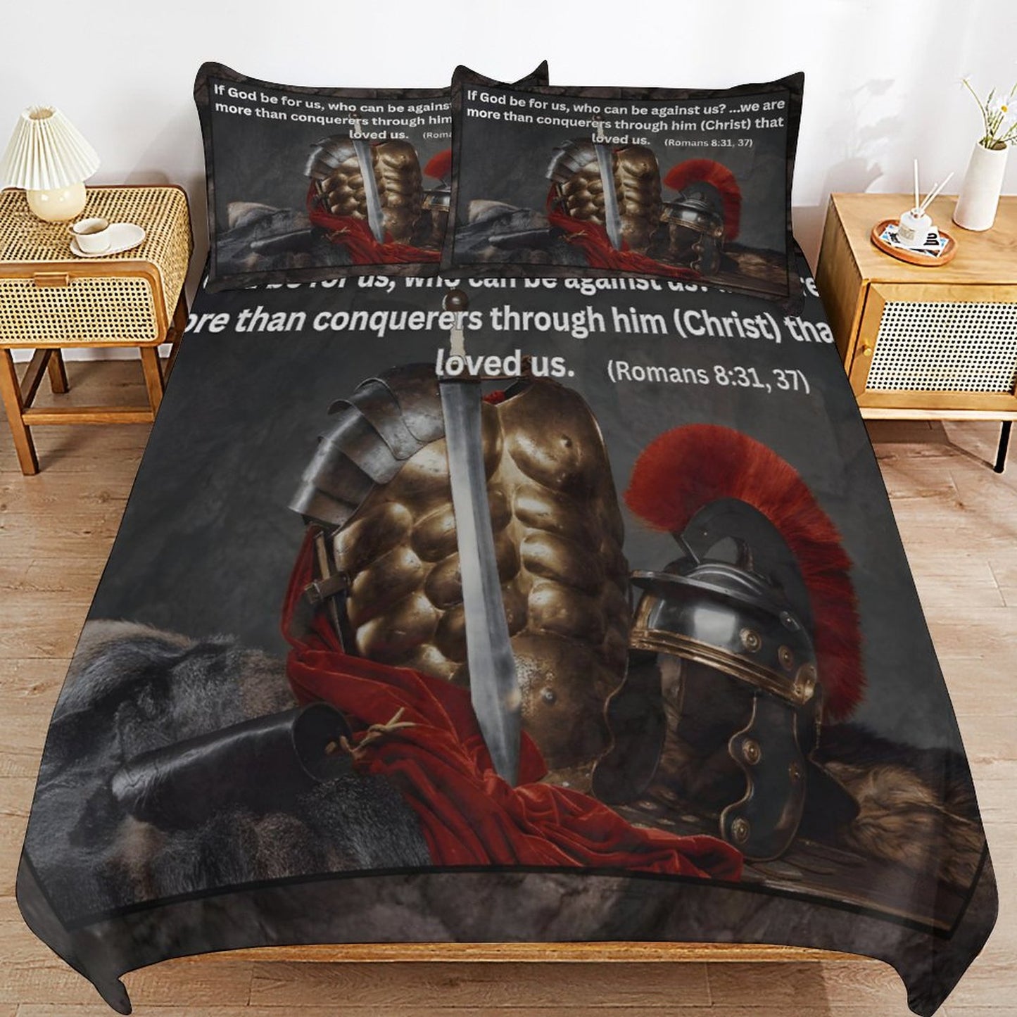 TWIN 3-Piece Bedding Set-86"×70"/ 218×177cm (Dual-sided Printing)-MORE THAN A CONQUERER