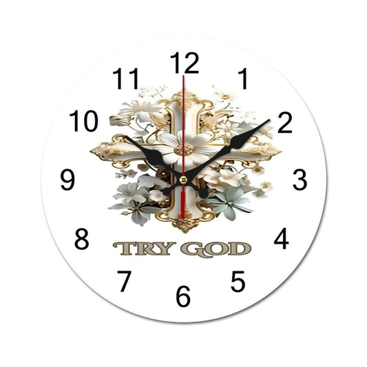 Concise Silent Wooden Wall Clock-9.84"x9.84"/ 25x25cm-TRY GOD
