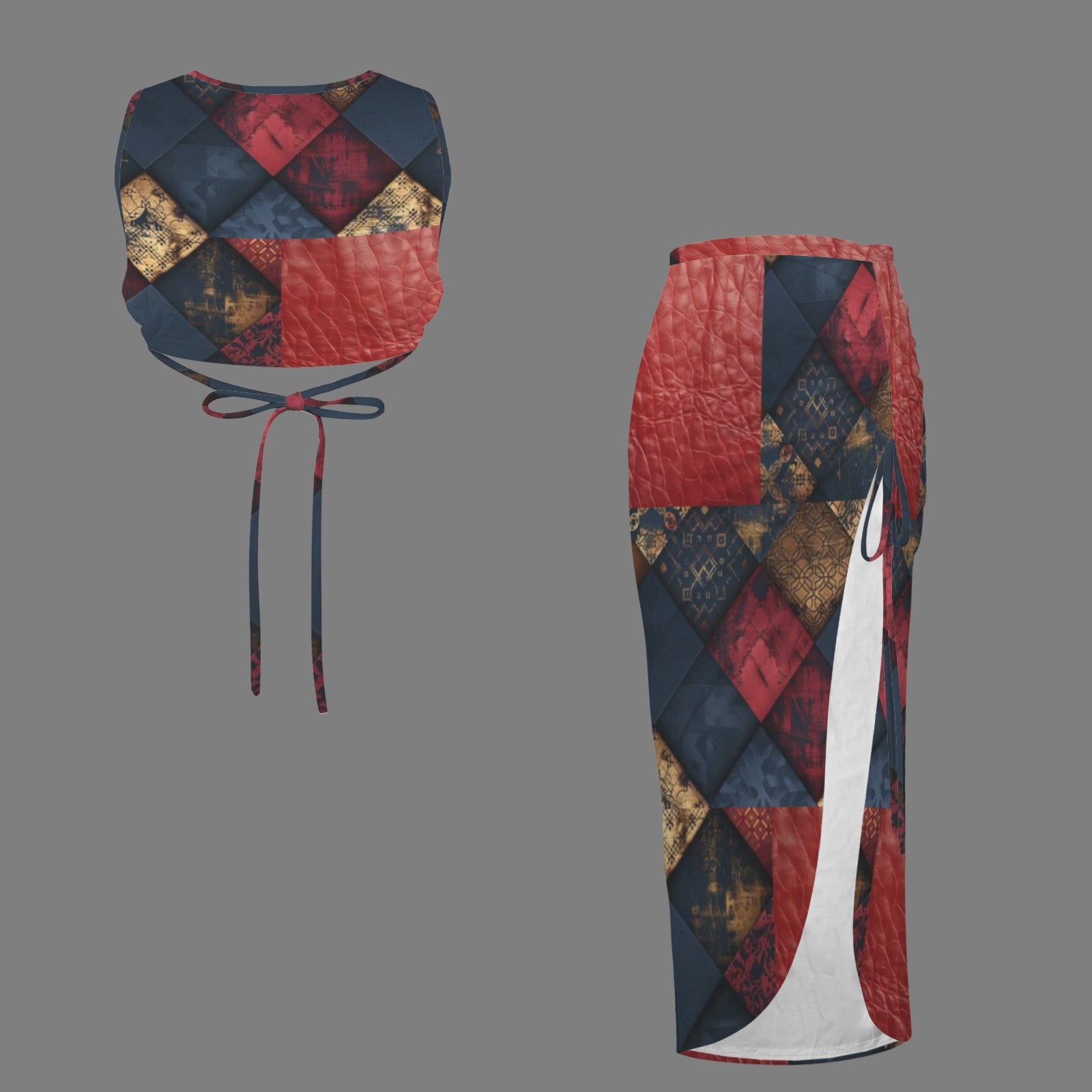 squares with red leather