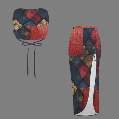 squares with red leather
