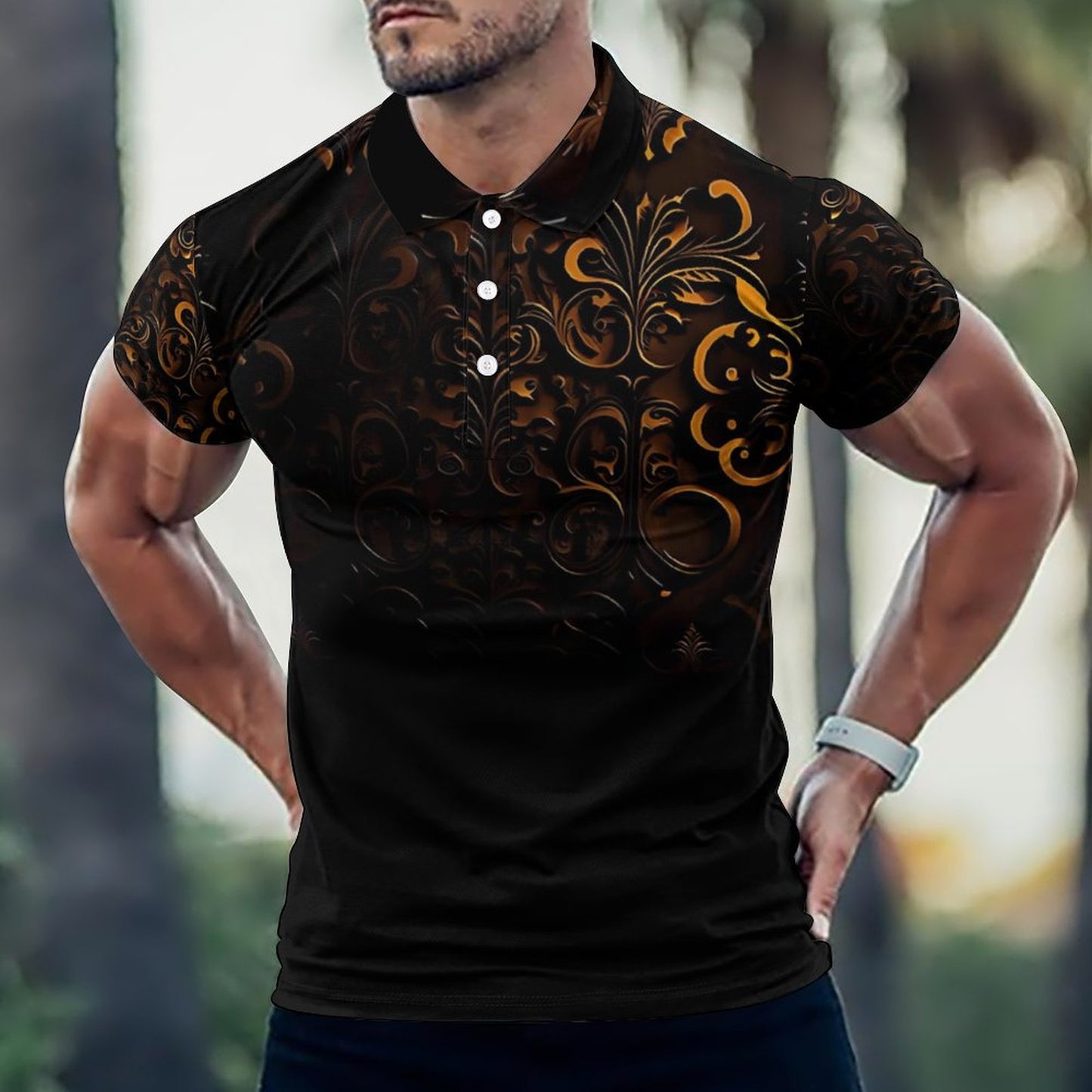 Custom Polo Shirts with All-Over printing Design Straight B612