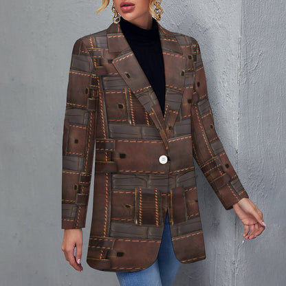 RUGGED LEATHER BUCKLE Print Women's Casual Blazer*2XS-2XL
