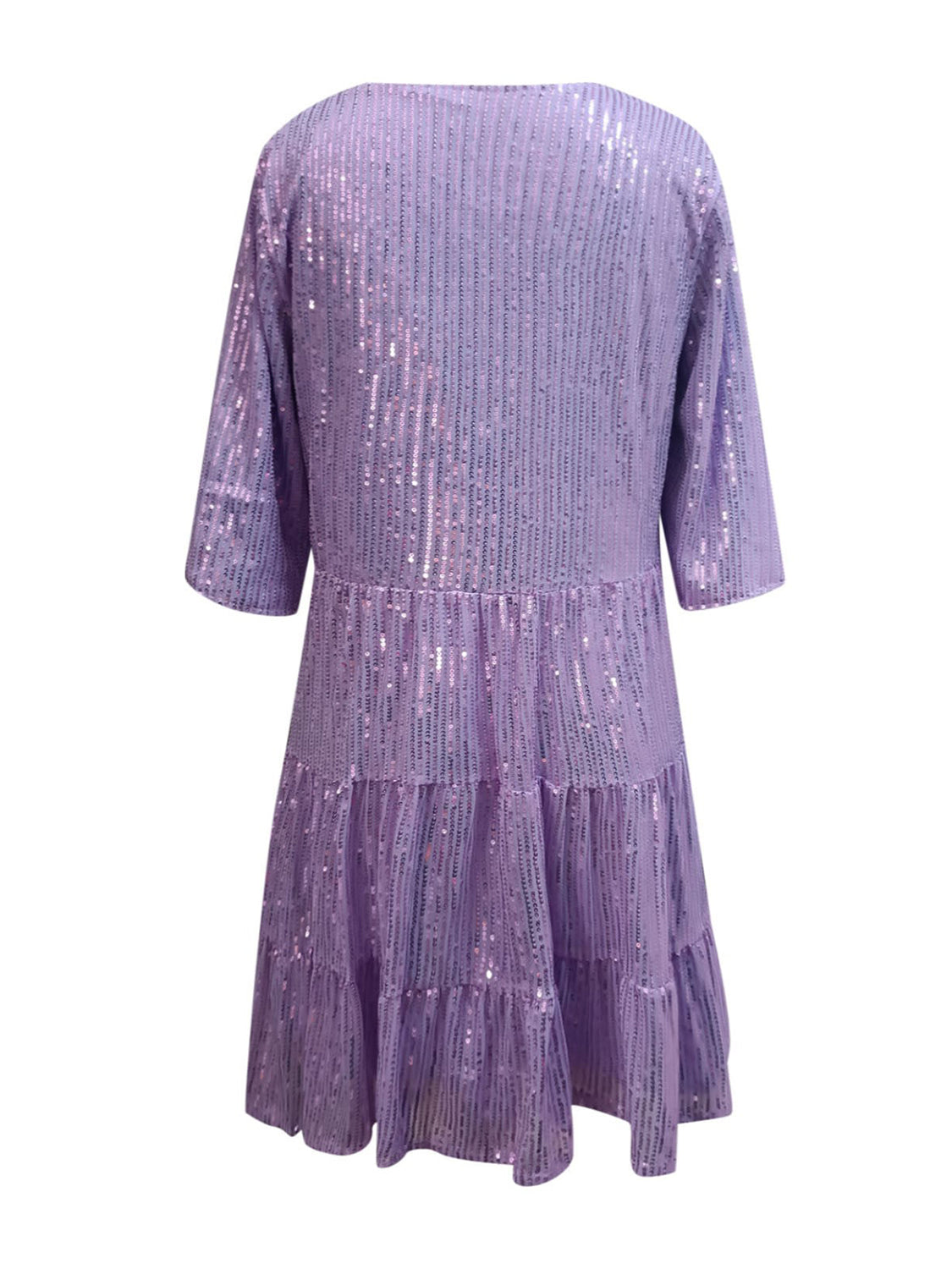 Full Size Sequin Round Neck Half Sleeve Mini Dress-SMALL-3XL (Many colors)