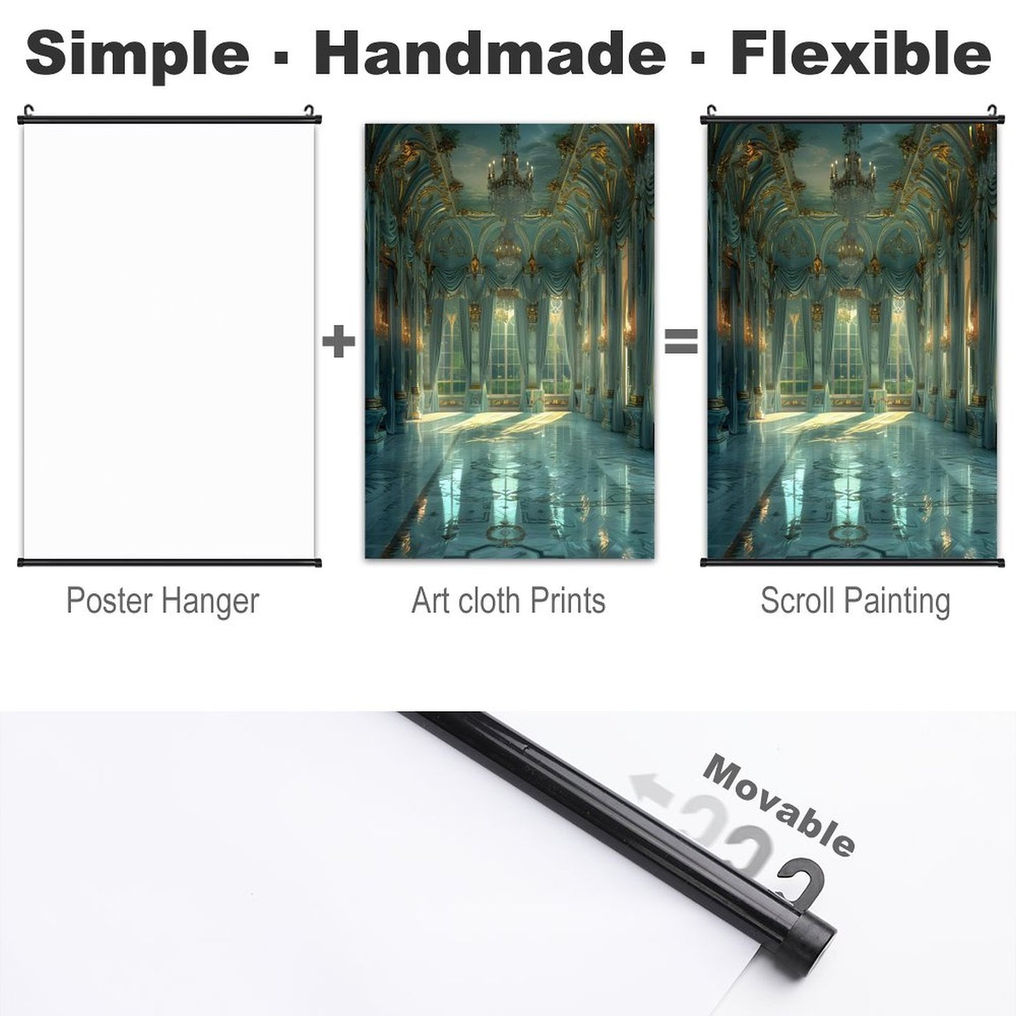 Canvas Hanging Poster with Scrolls-16"x24"/ 40x60cm