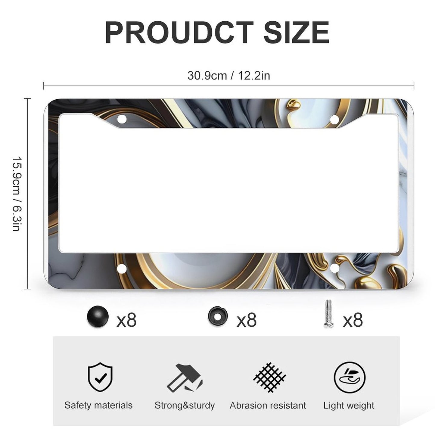 License Plate Frames with 4 Round Holes (1 Pair)