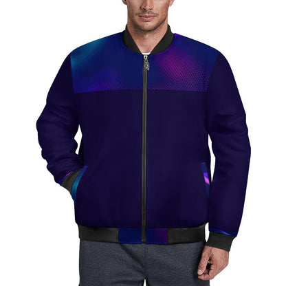 MULTICOLOR  Zipper Bomber Jacket-SMALL-5XL