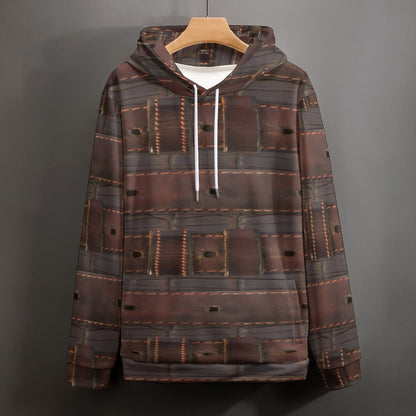 RUGGED LEATHER BUCKLE Print Hoodie for Women with Double-layer Cap-SMALL-6XL