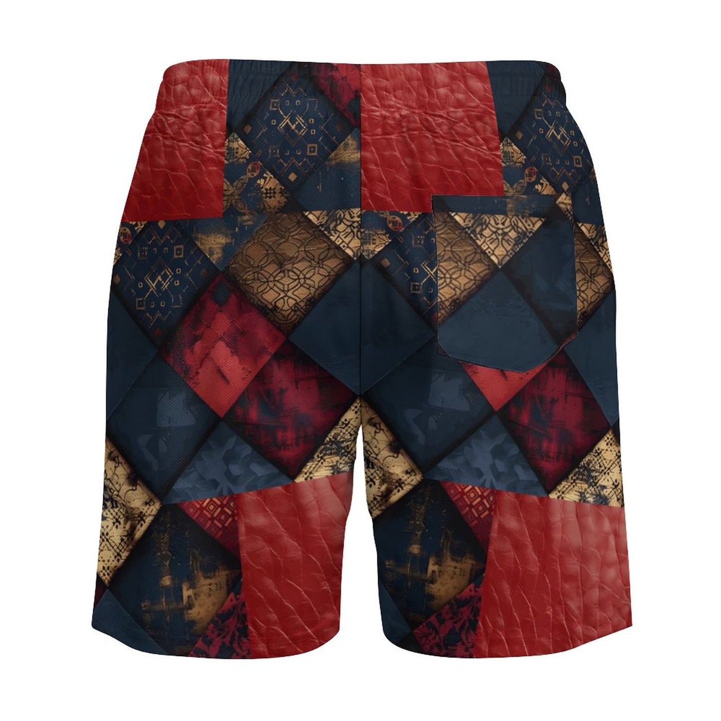 TRIANGLES & LEATHER Men's Hawaiian shorts with 4 Pockets-SMALL-3XL