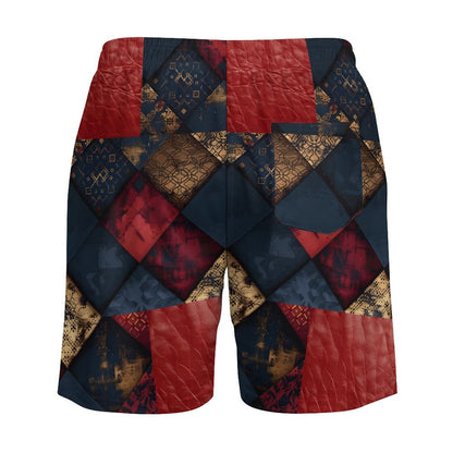 TRIANGLES & LEATHER Men's Hawaiian shorts with 4 Pockets-SMALL-3XL