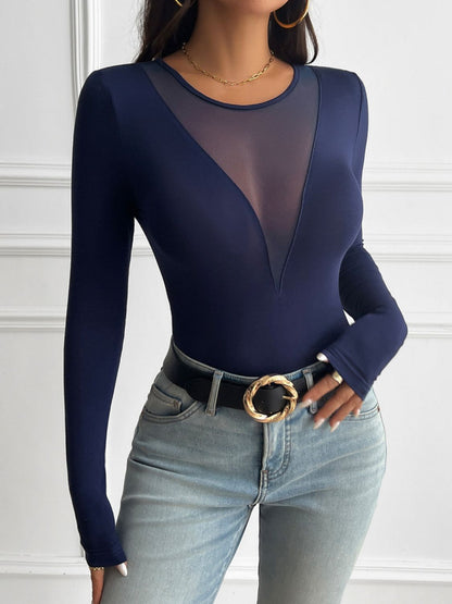 Round Neck Long Sleeve Shirt (black/burgundy/dk. blue)-S-XL