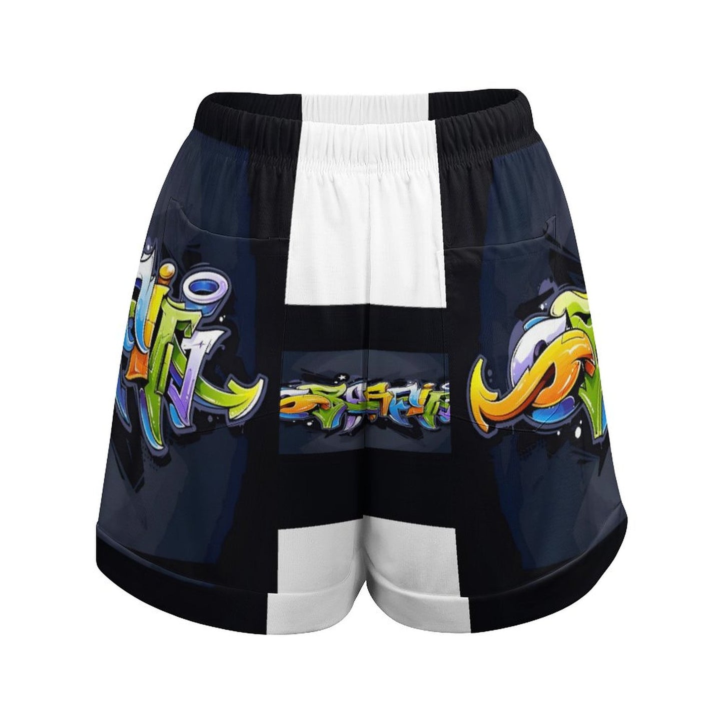 COLORFUL GRAFFITI Loose High Waisted Shorts-SMALL-3XL