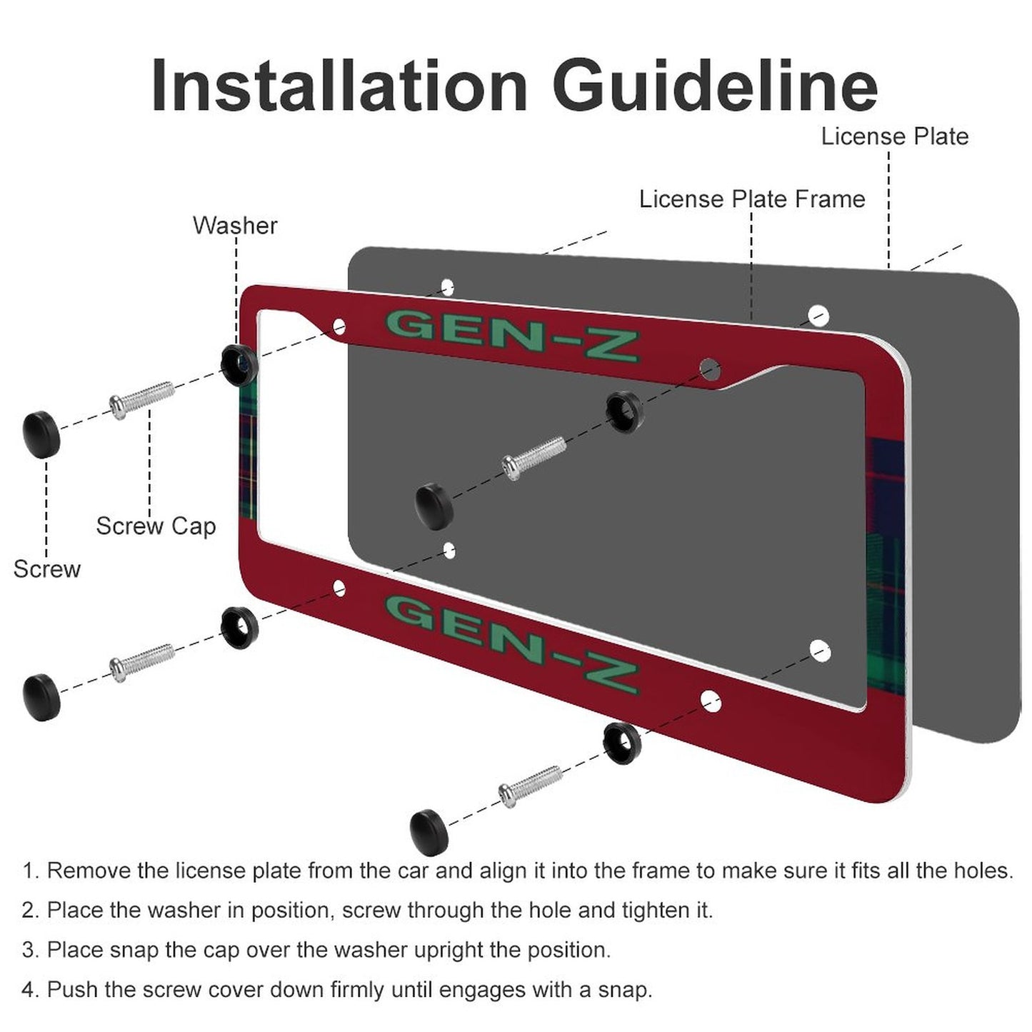 License Plate Frames with 4 Round Holes (1 Pair)