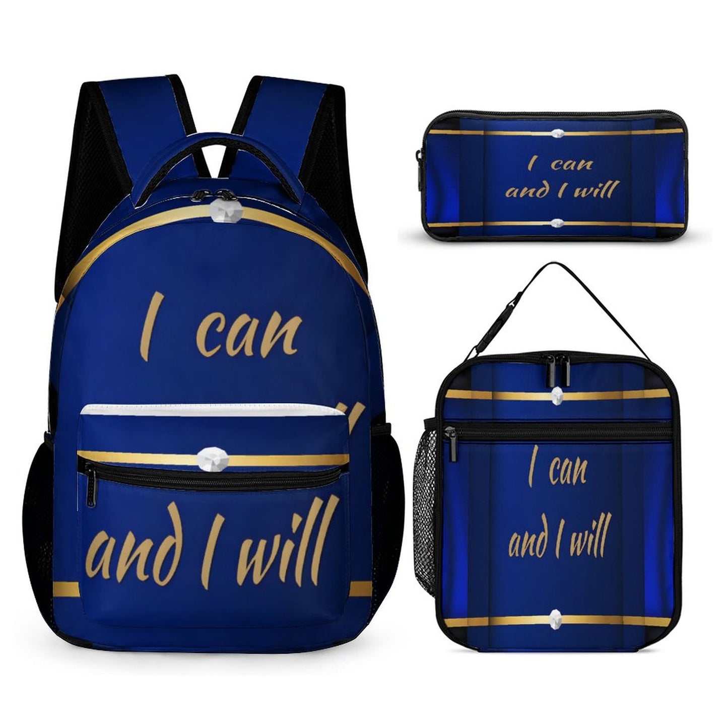 3 Pcs School Backpack Set for Kids (Backpack, Kid's Insulated Lunch Bag & Pencil Case Organizer)