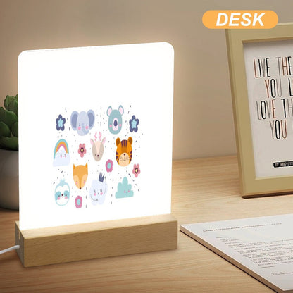 Acrylic Night Light with Wooden Base