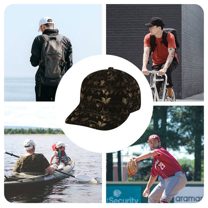 BLACK & GOLD ACCENT Bent Fitted Cap
