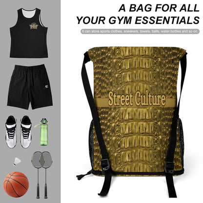 STREET CULTURE Alligator Drawstring Bag (bottom pocket for shoes)