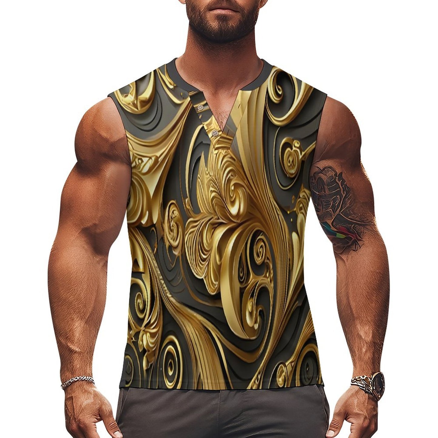 200gsm Henley Neck Vest(All-Over Printing)