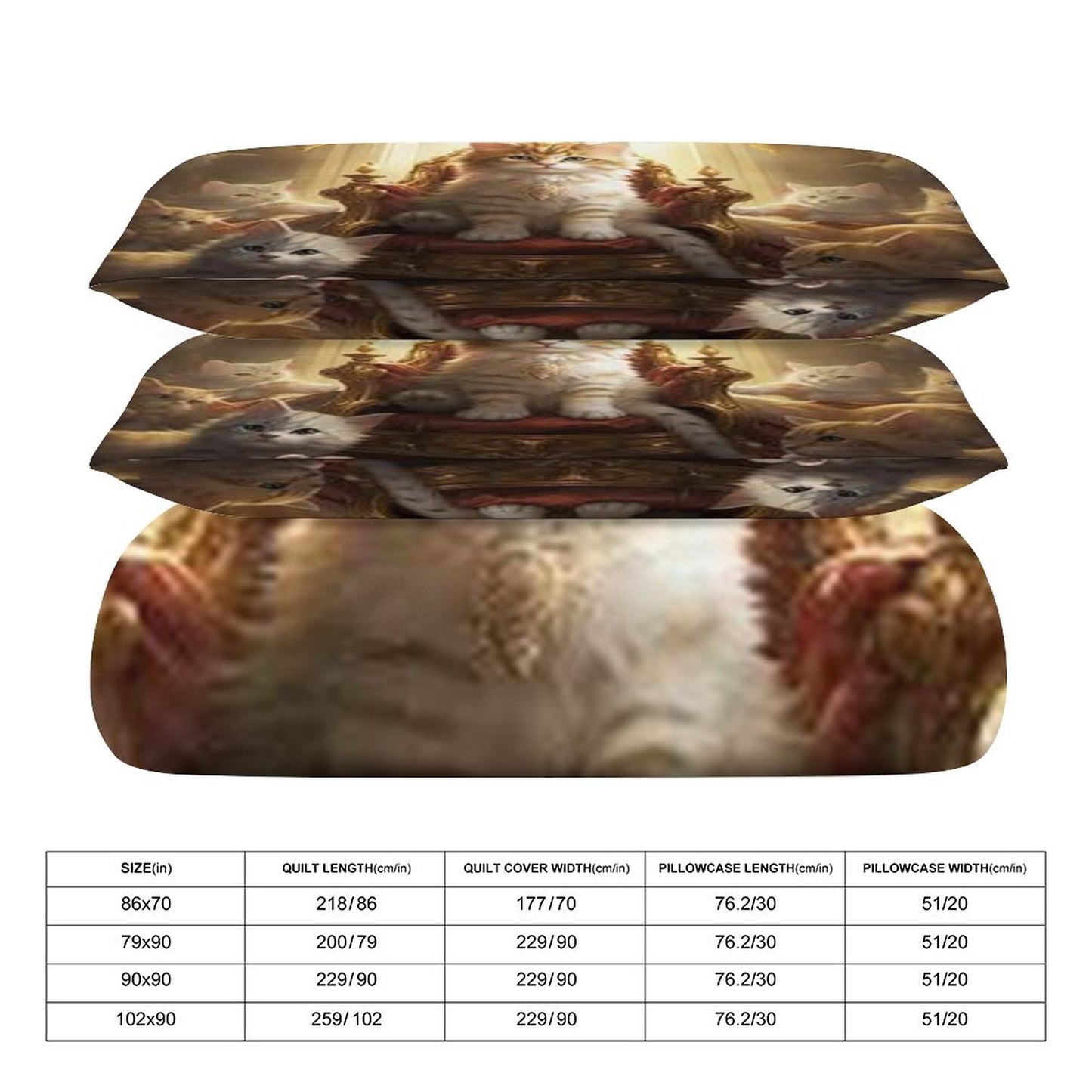 3-Piece Bedding Set-90"x90"/ 229x229cm (Dual-sided Printing)