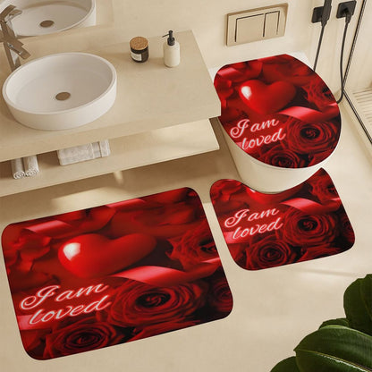 Shower Curtain Set with 3 Rugs