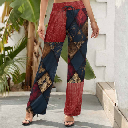 TRIANGLES & LEATHER Baggy Pants for Women-SMALL-2XL