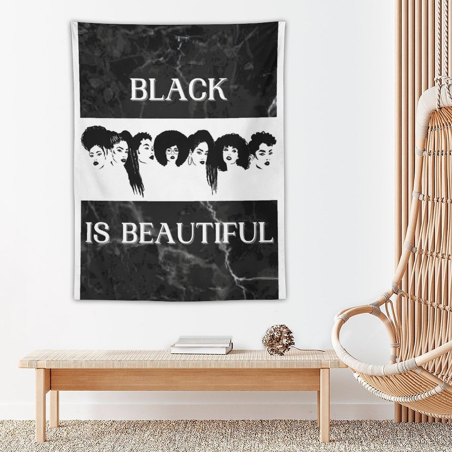 Wall Art with Vertical Tapestry