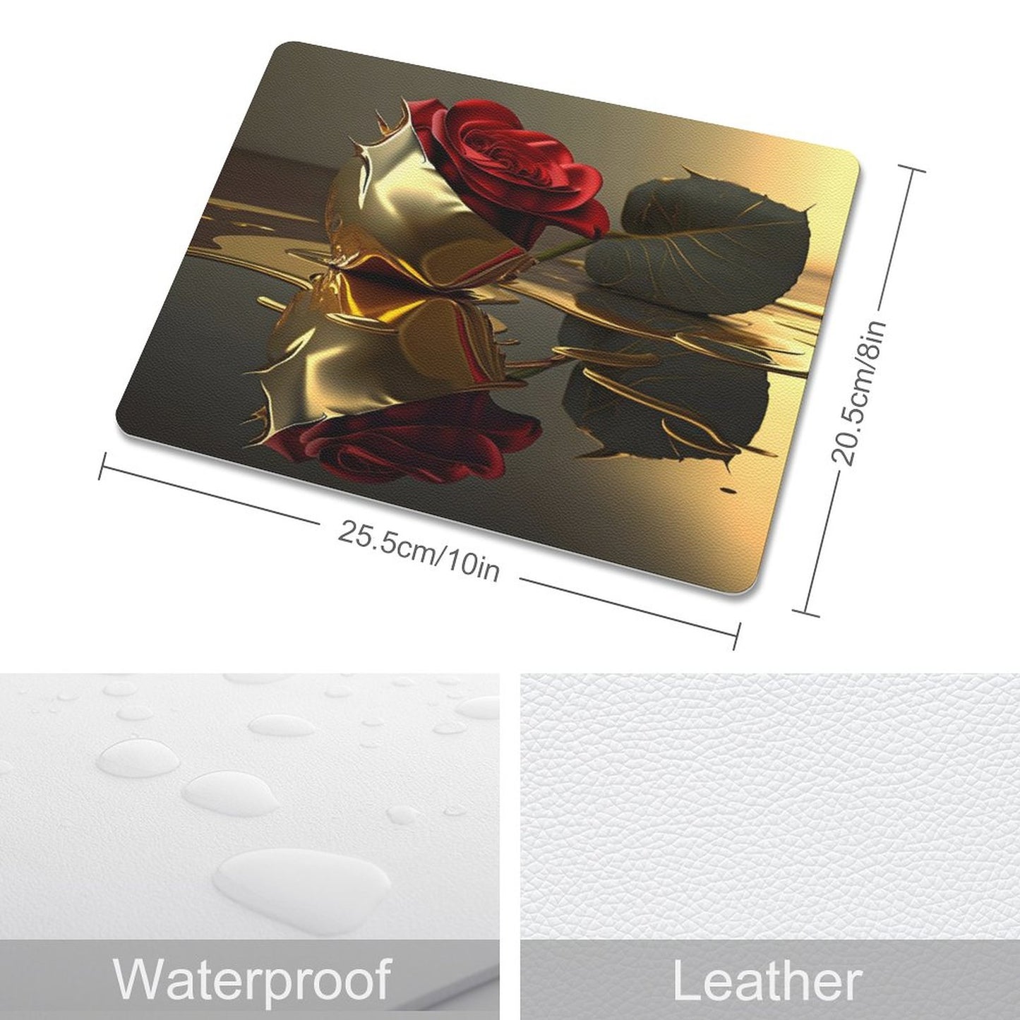 Leather Mouse Pad-ROSE ON GOLD