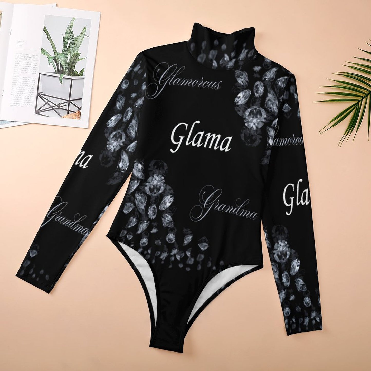 High-collar Long-sleeve Bodysuit NZ056 (All-Over Printing)