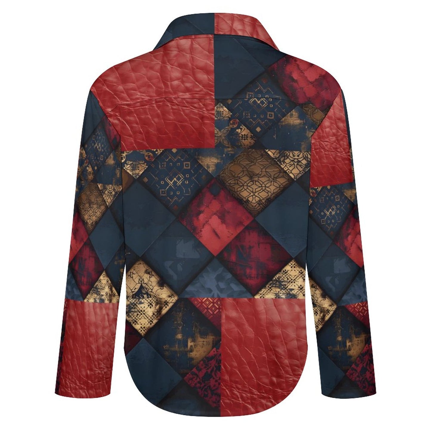 TRIANGLES & LEATHER Women's Shirt-Irregular hem-*SMALL-8XL