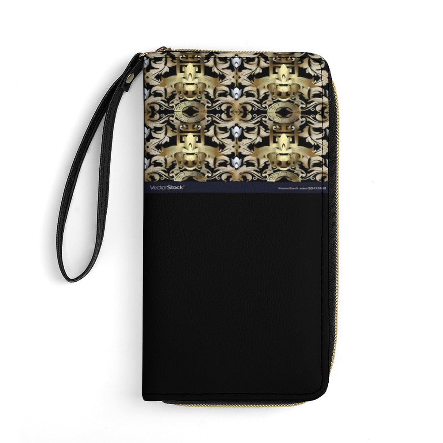 Leather Wallet with Wristlet Strap (2 Pictures on 2 Sides)