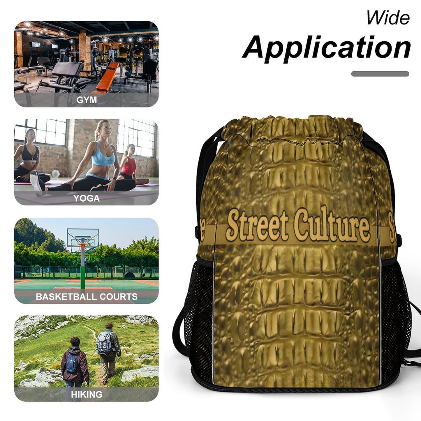 STREET CULTURE Alligator Drawstring Bag (bottom pocket for shoes)