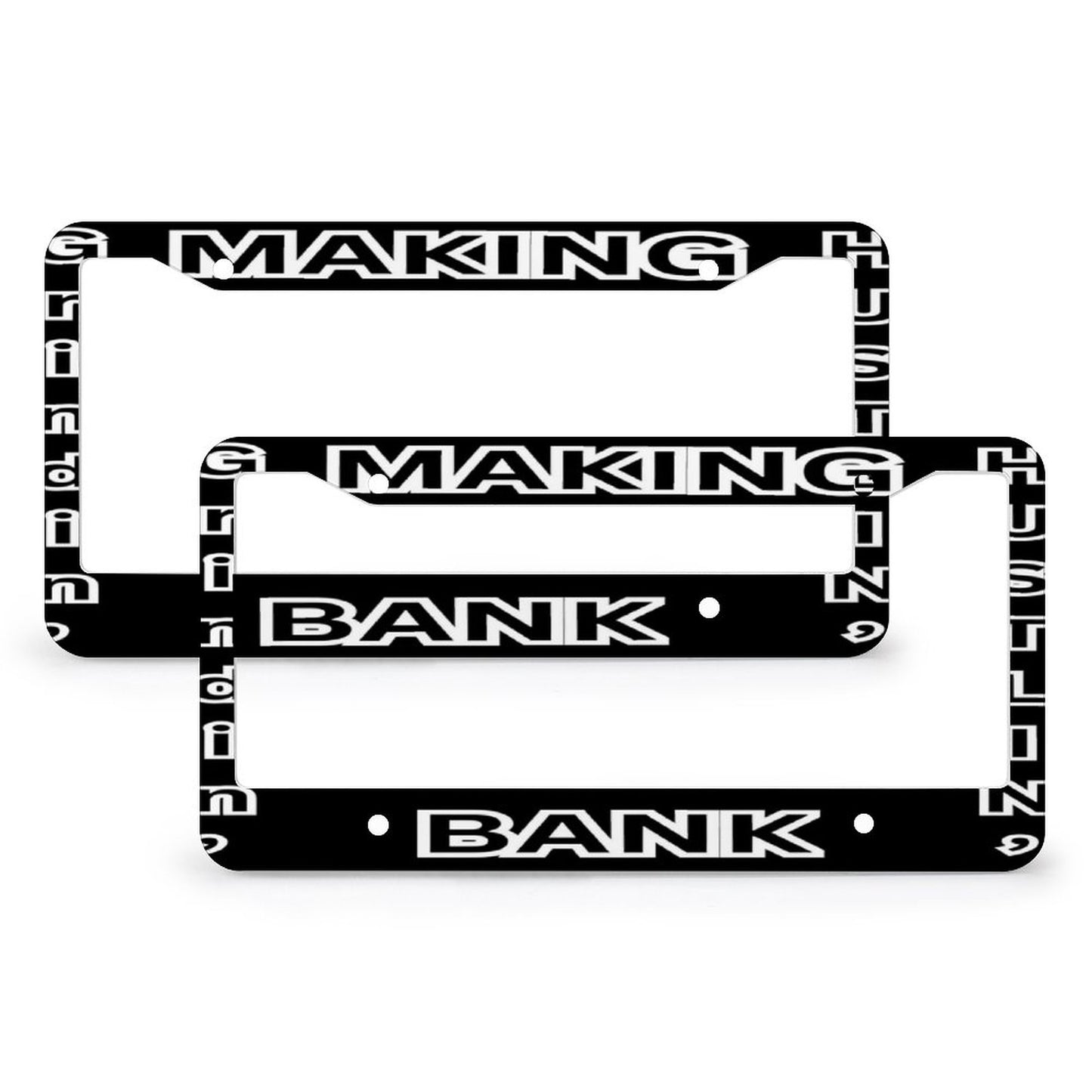 License Plate Frames with 4 Round Holes (1 Pair)-MAKING BANK